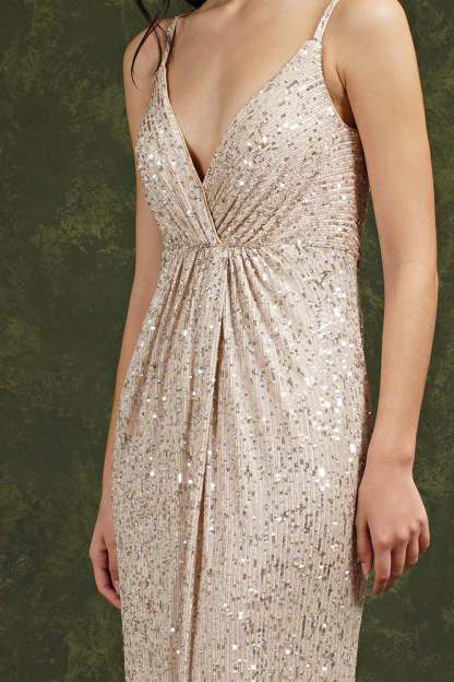 Chicloth Spaghetti-Straps Sequins Bridesmaid Dress Sleeveless