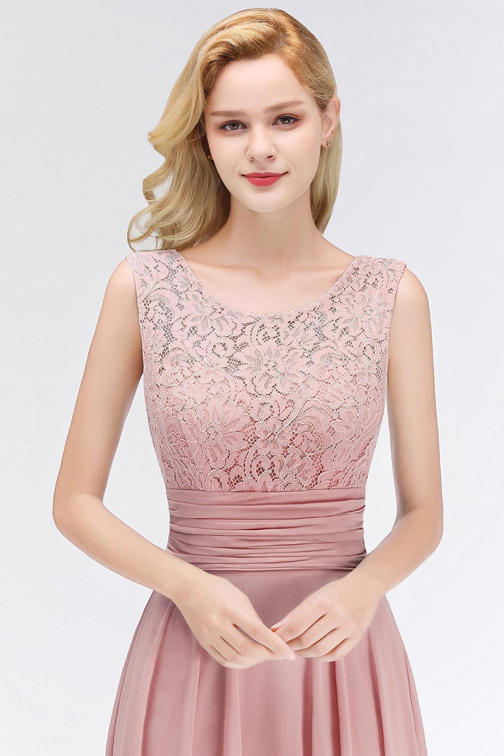 Elegant Lace Sleeveless Chiffon Long Bridesmaid Dress