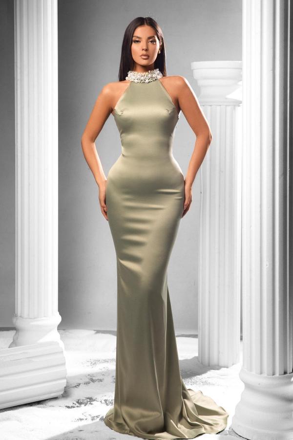 Chicloth High Neck Prom Dress Sleeveless Long On Sale