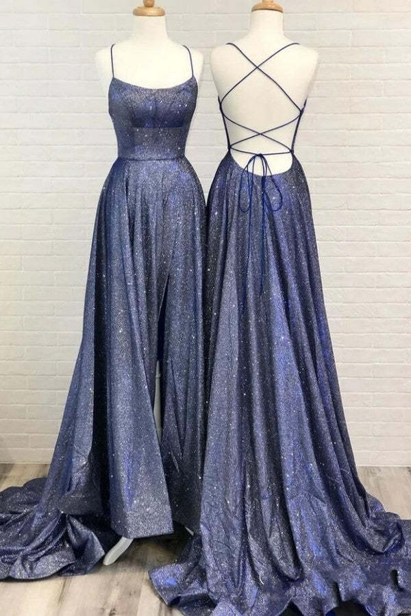 Chicloth Sequins Strings Long Prom Dress On Sale
