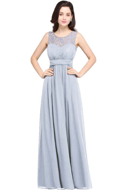 Elegant Round Neck Chiffon Formal Dress Sleveless Aline Evening Dress Floor Length - Lavender / US 2 - Prom Dresses