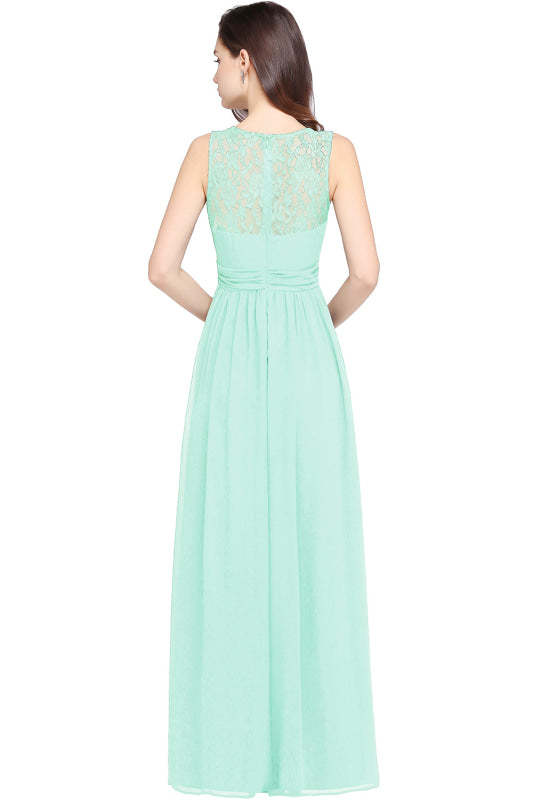 Elegant Round Neck Chiffon Formal Dress Sleveless Aline Evening Dress Floor Length - Prom Dresses