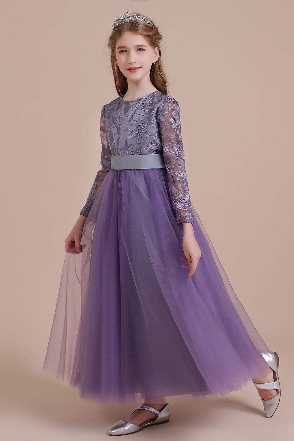 Chicloth A-Line Long Sleeve Ankle Length Flower Girl Dress On Sale