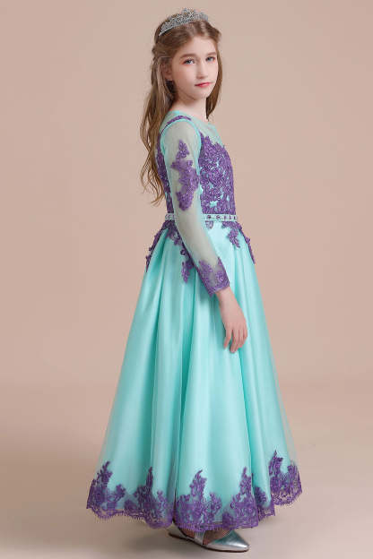 Chicloth A-Line Chic Long Sleeve Appliques Flower Girl Dress Online