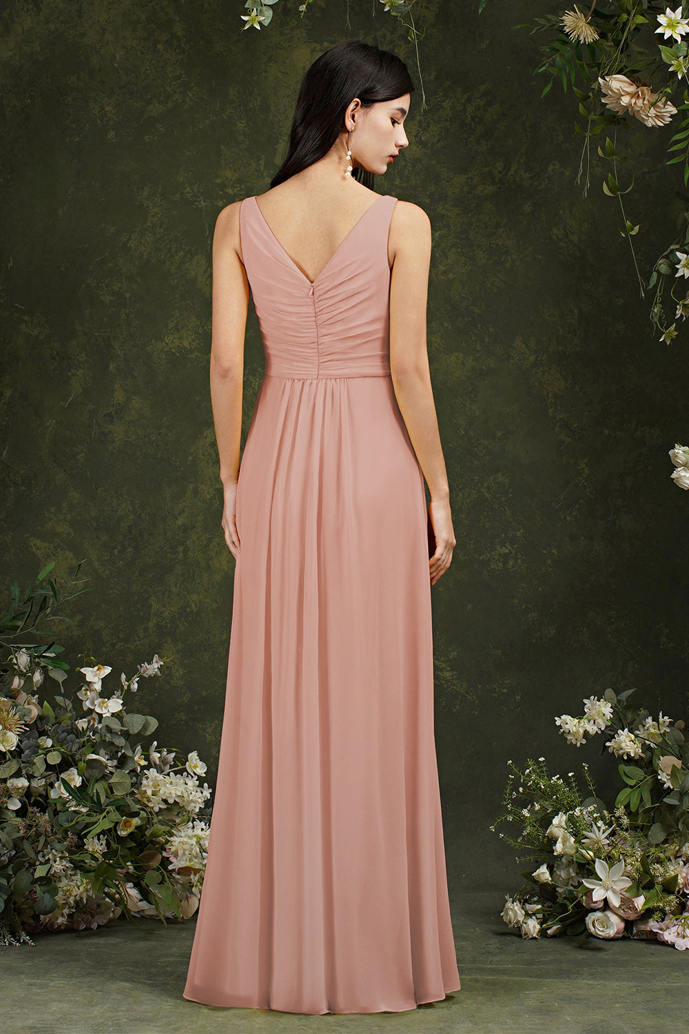 Chicloth Sleeveless Bridesmaid Dress Long With Slit Online