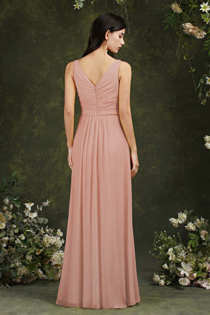 Chicloth Sleeveless Bridesmaid Dress Long With Slit Online