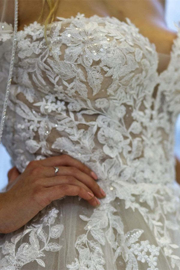 Chicloth Gorgeous Lace Wedding Dress Off-the-Shoulder Tulle