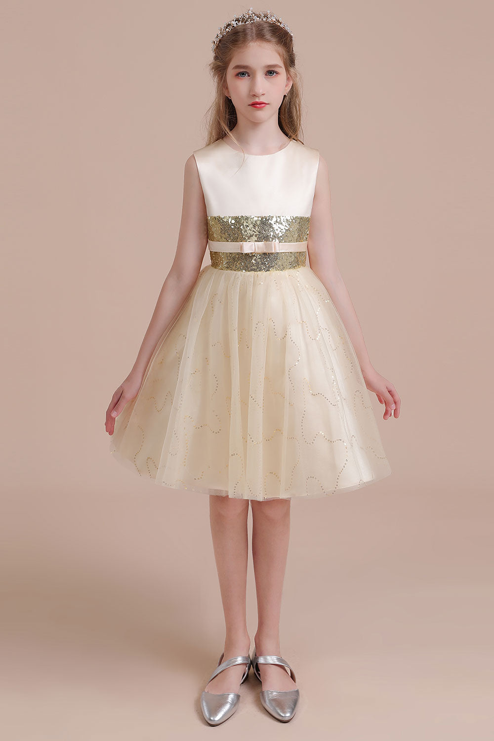 Chicloth A-Line Cute Sequins Tulle Flower Girl Dress Online