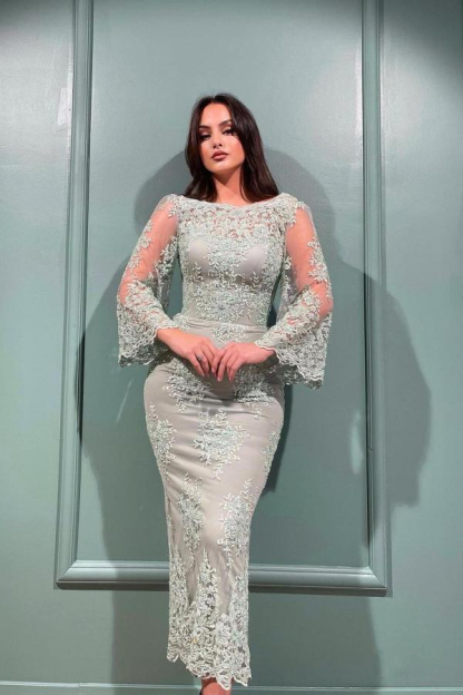 Silver Mother of the Bride Dresses Short Cheap | Lace Mother of the Bride Dresses