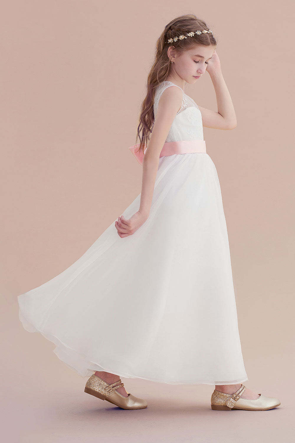 Chicloth A-Line Illusion Lace Tulle Flower Girl Dress Online