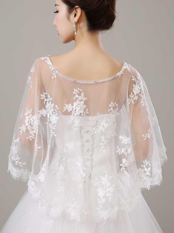 Fashion Embroidery Lace White Wedding Wraps | Bridelily - wedding wraps