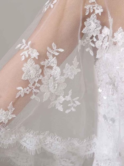 Fashion Embroidery Lace White Wedding Wraps | Bridelily - wedding wraps