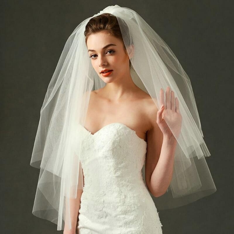 Fashion Mesh Two Layers Veils With Comb Wedding Veils | Bridelily - wedding veils