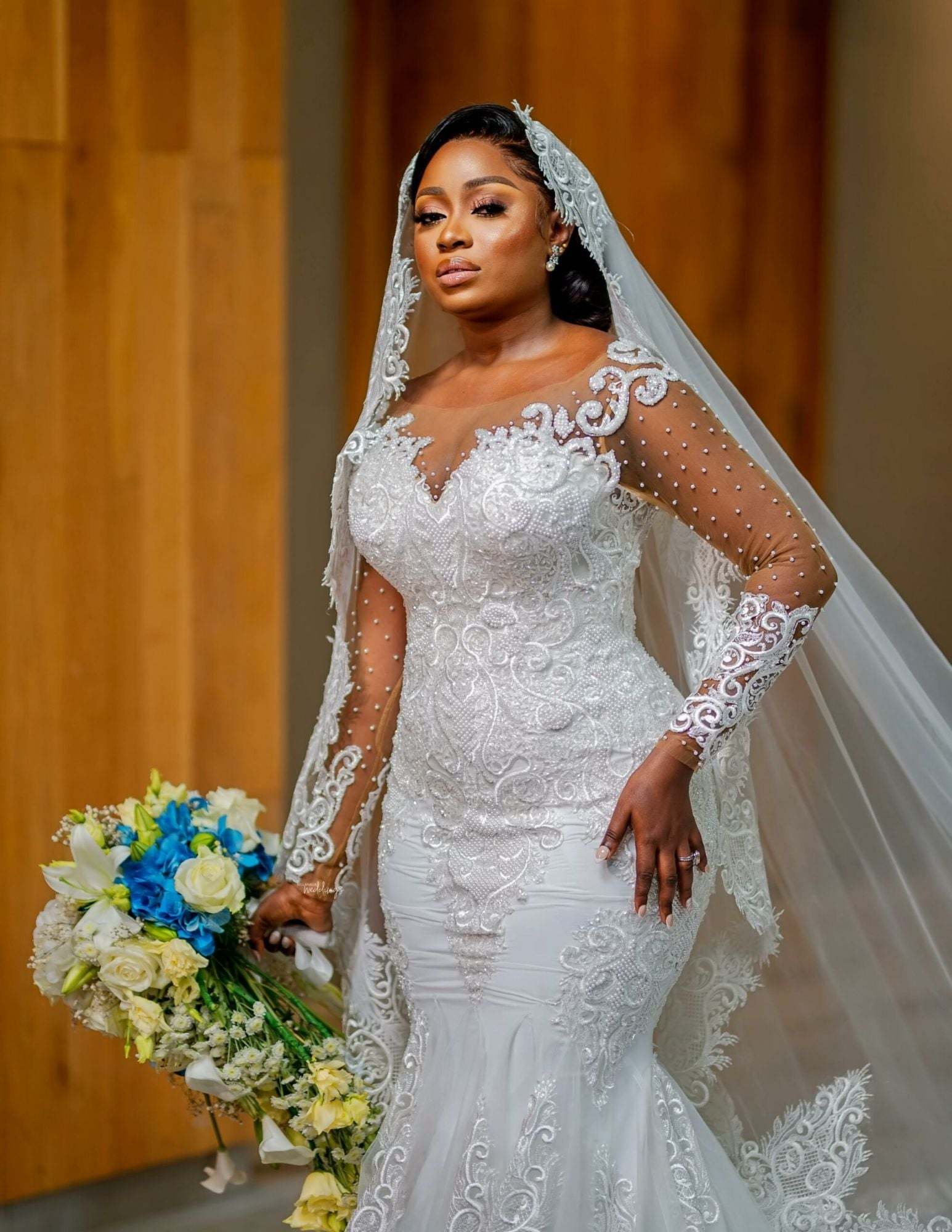 Chicloth Long Sleeves Mermaid Wedding Dress With Lace On Sale