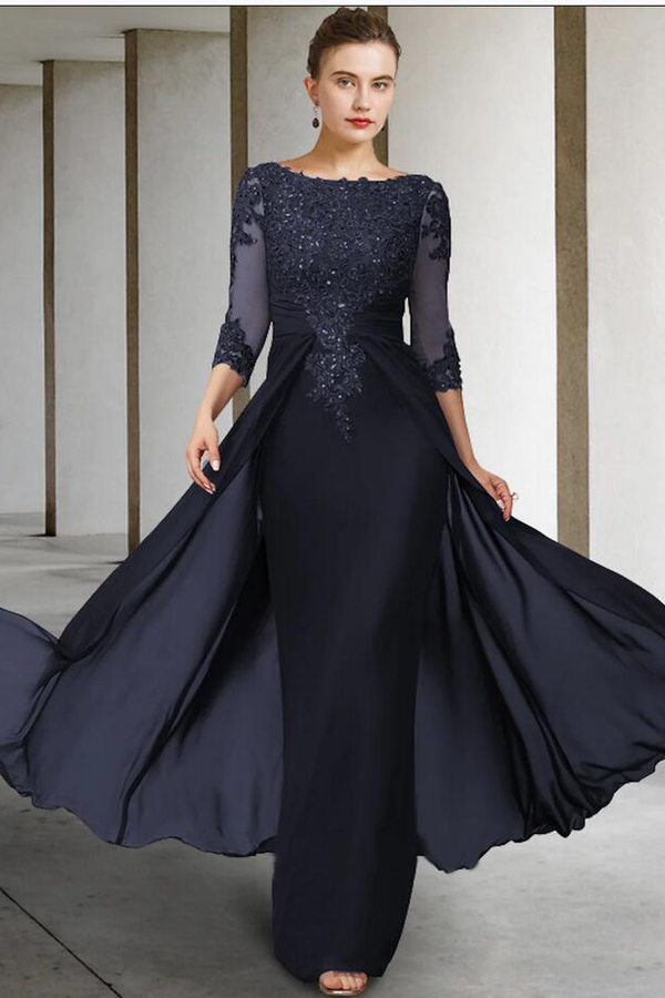 Elegant Mermaid Mother of the Bride Dress with Lace Appliques