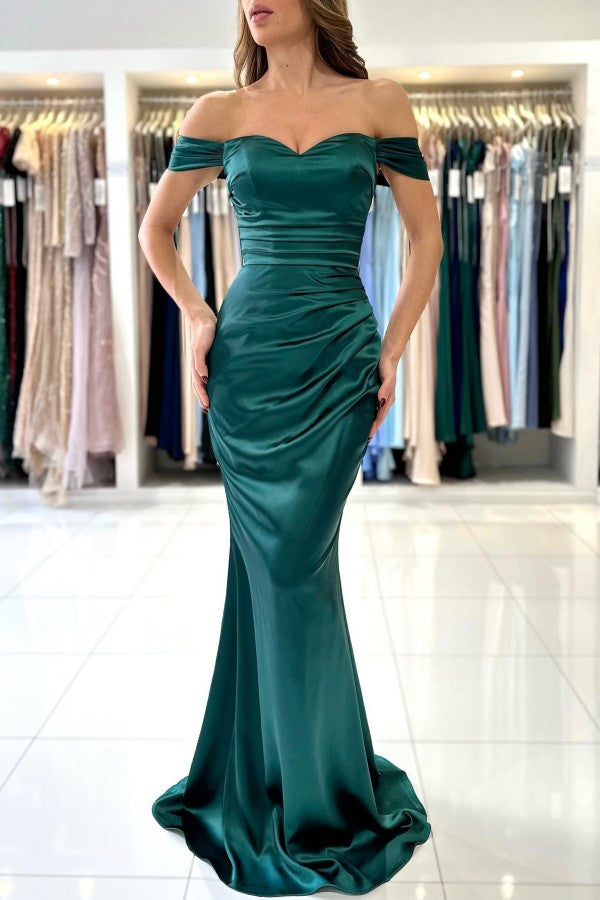 Chicloth Off-the-Shoulder Prom Dress Mermid Emerald Green