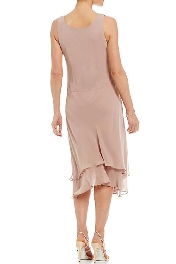 Chic Sequined Shoulder Midi-Length Evening Dress with Jacket