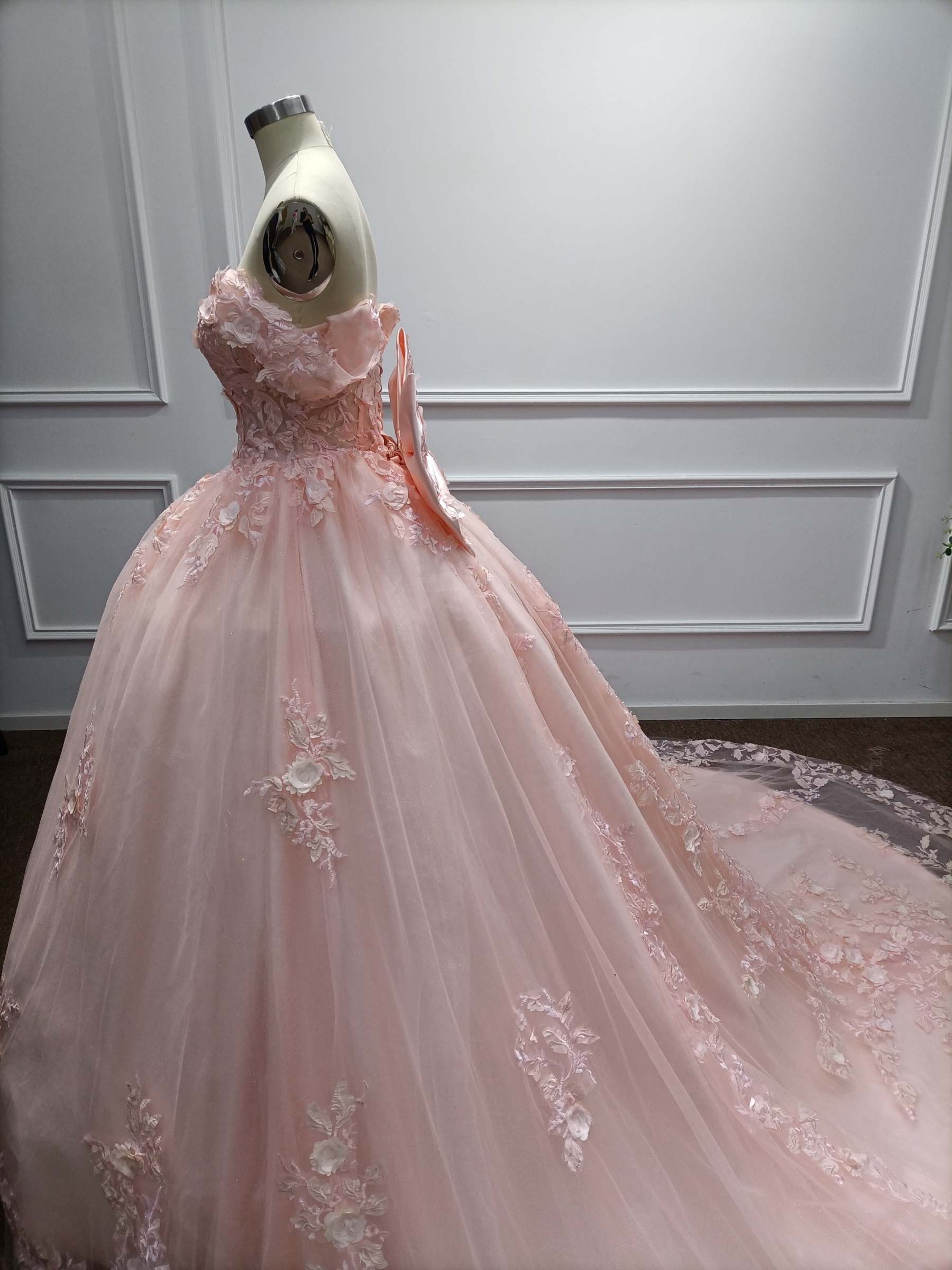 Off-the-Shoulder Tulle A-Line Evening Dresses with Applique