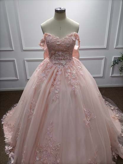 Off-the-Shoulder Tulle A-Line Evening Dresses with Applique