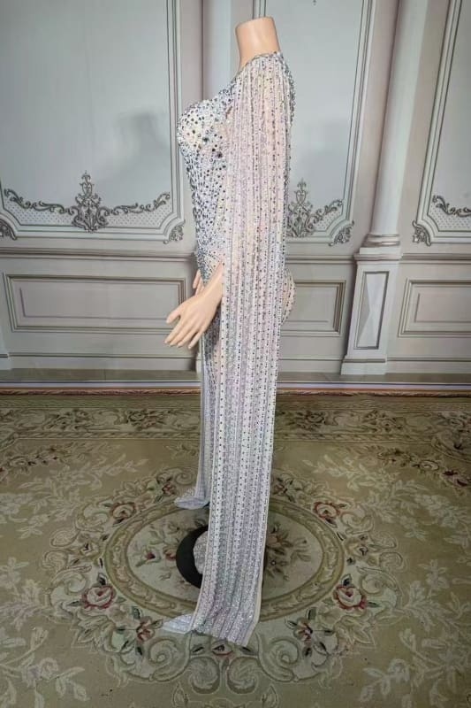 Glitter Strapless Crystals Floor Length Sheath Prom Dress