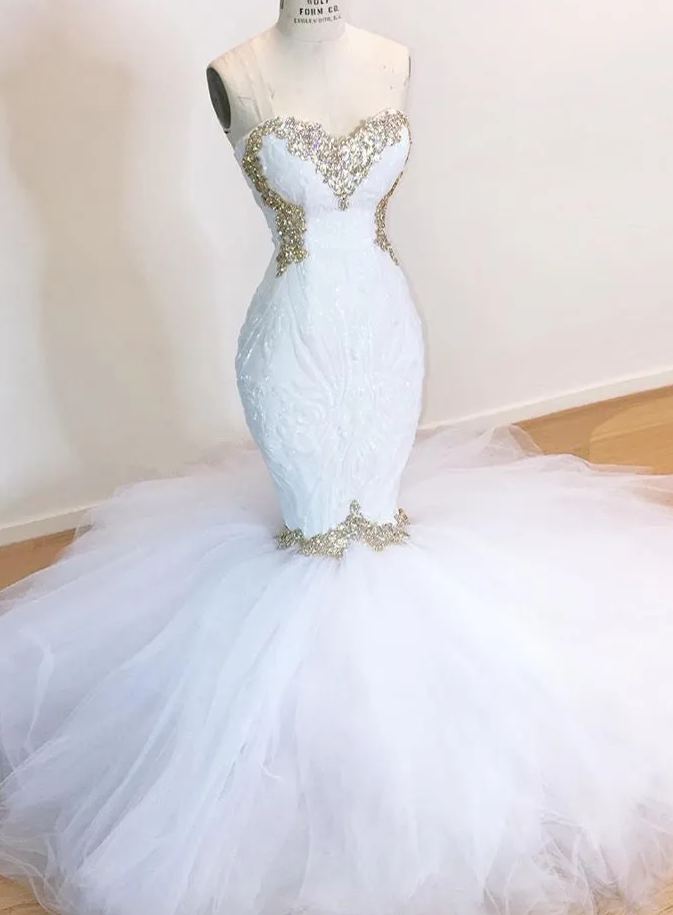 Chicloth Sweetheart Mermaid Wedding Dress Tulle With Appliques