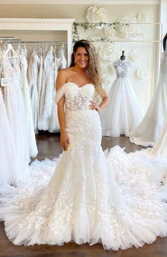 Chicloth Off-the-Shoulder Mermaid Lace Wedding Dress Long