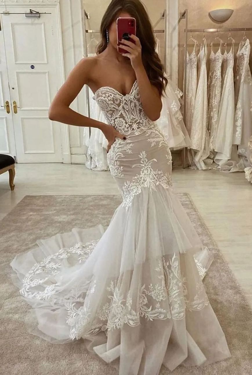 Chicloth Sweetheart Mermaid Tulle Lace Wedding Dress Online