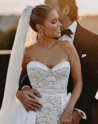 Chicloth Sweetheart Lace Wedding Dress Overskirt Long