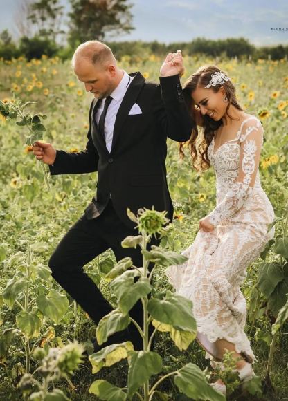 Chicloth Long Sleeves Lace Wedding Dress Mermaid Boho Bridal Gowns