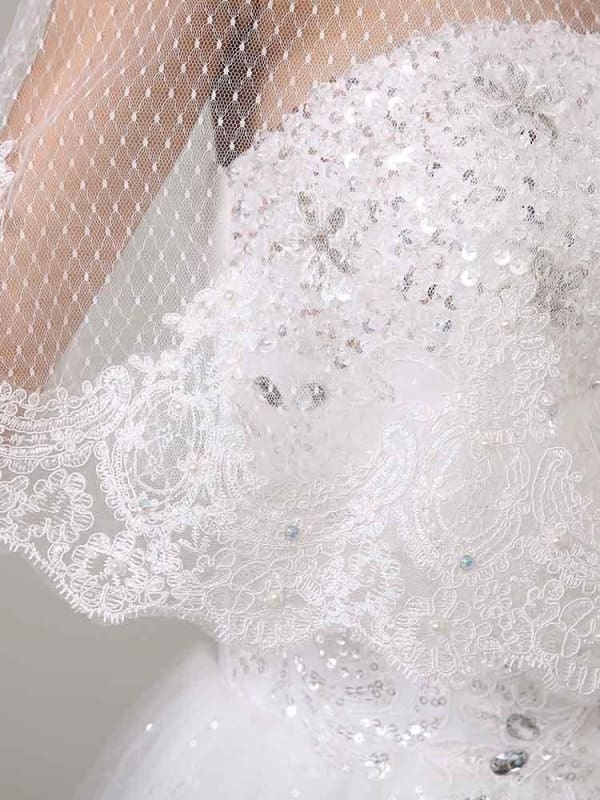 Lace Applique Pearl Rhinestone Wedding Wraps | Bridelily - wedding wraps