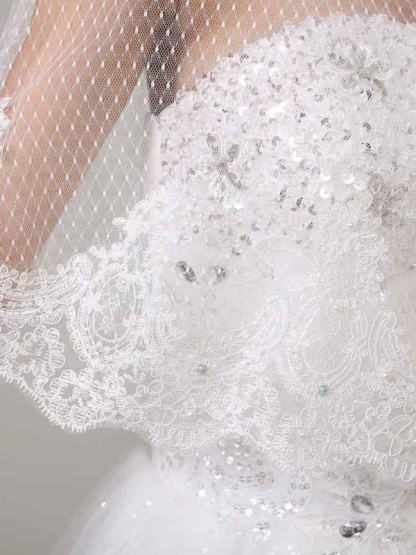 Lace Applique Pearl Rhinestone Wedding Wraps | Bridelily - wedding wraps