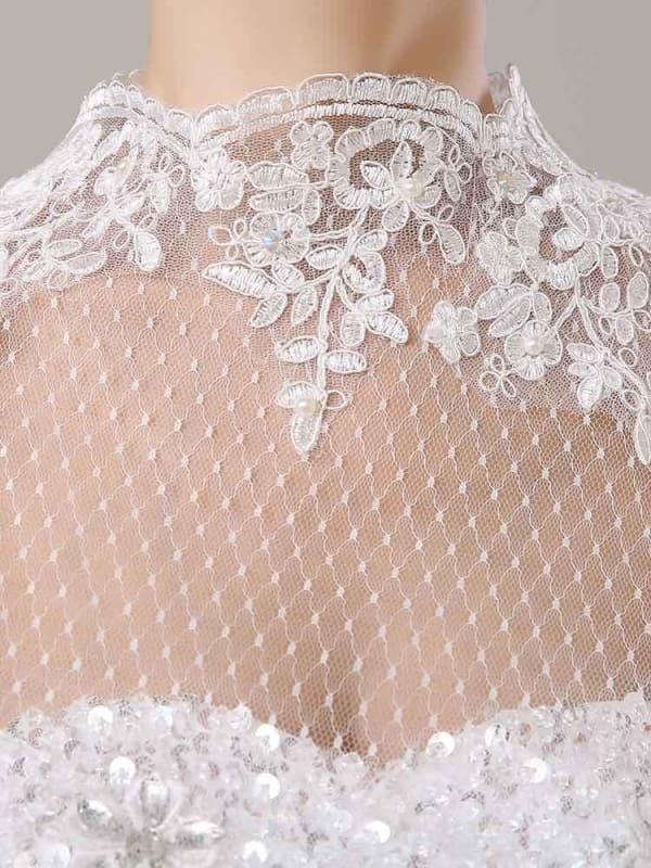 Lace Applique Pearl Rhinestone Wedding Wraps | Bridelily - wedding wraps