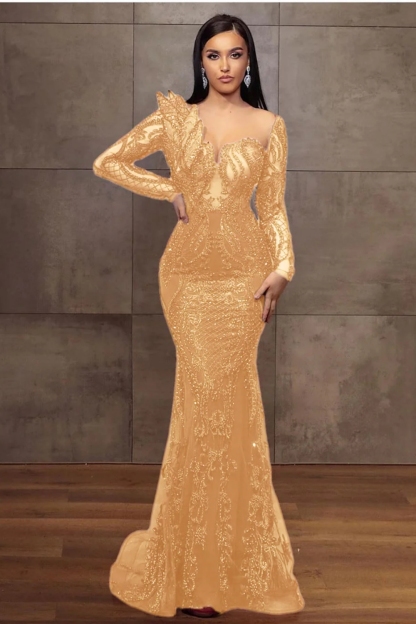 Stunning Burgundy Long Sleeves Slim Mermaid Evening Gown