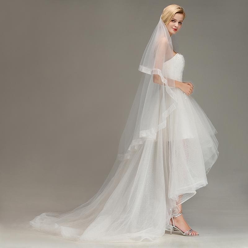 One Layer Soft Tulle without Comb Wedding Veils | Bridelily - wedding veils