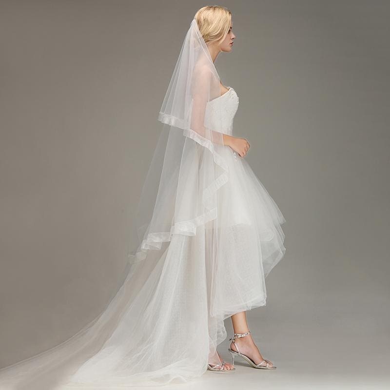 One Layer Soft Tulle without Comb Wedding Veils | Bridelily - wedding veils