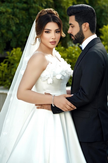 One Shoulder Satin Bridal Gowns 3D Flowers Aline Wedding Dresses 
