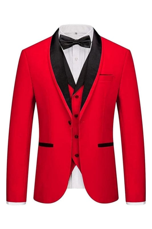 GSSriei Fancy Red Three Pieces Shawl Lapel Men Suits For Wedding