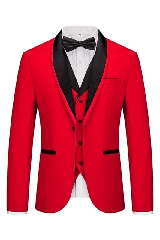GSSriei Fancy Red Three Pieces Shawl Lapel Men Suits For Wedding