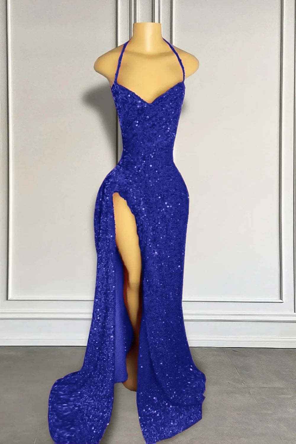 Sexy Sequined Sheath Red Prom Dress with Front Split