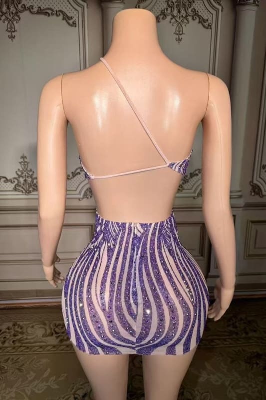 Sexy Halter Backless Rhinestone Sheath Prom Dress