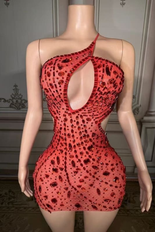 Sexy Halter Backless Sheath Prom Dress with Rhinestone