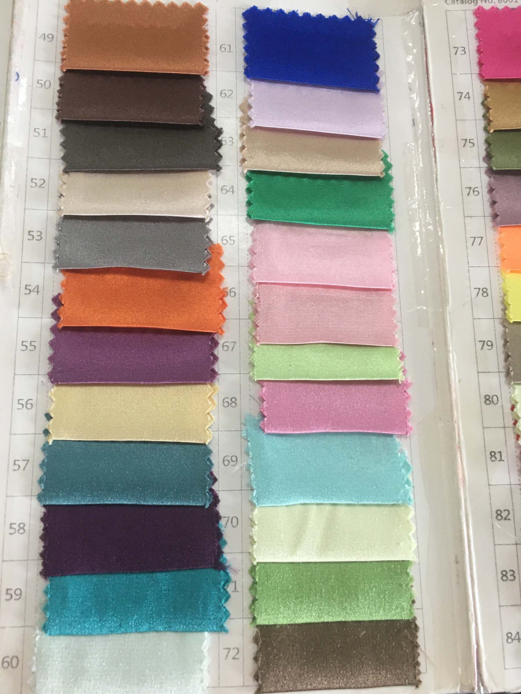 Chicloth Silk Like Stretch Satin Swatch with 128 Colors