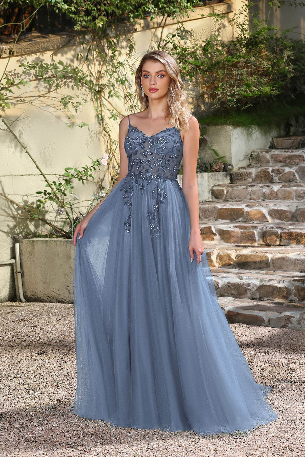[Copy]Halter Floral Lace Pleated Chiffon Aline Bridesmaid Dresses