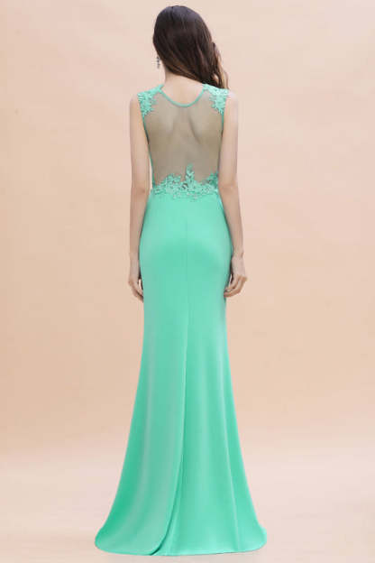 Stylish Crew Neck 3D-Floral Appliques Mermaid Evening Dress Sleeveless - Prom Dresses