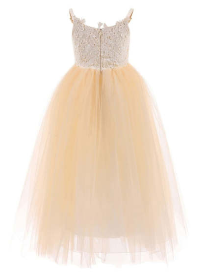 Flower Girl Dresses Straps Neck Sleeveless Lace Kids Party Dresses