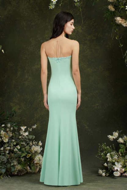 Sweetheart Mermaid Evening Dress Crew Neck Lace Appliques Trumpet Bridesmaid Dress Sleeveless - Prom Dresses