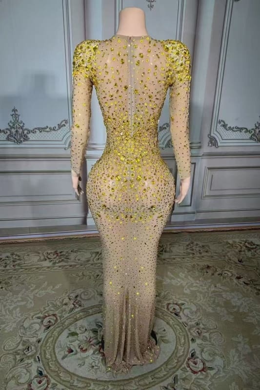 Sweetheart Rhinestone Long Sleeves Sheath Prom Dress