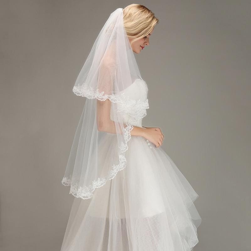 Two Layers Short with Comb Soft Wedding Veils | Bridelily - wedding veils