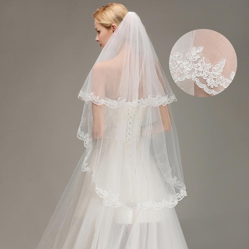 Two Layers Short with Comb Soft Wedding Veils | Bridelily - wedding veils