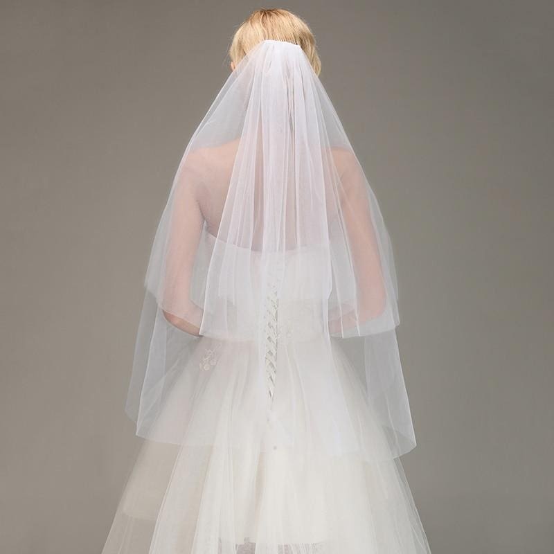 Two Layers Tulle Bridal With Comb Wedding Veils | Bridelily - wedding veils